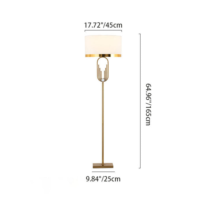 Modern Mid-Century Round Metal Fabric 1-Light Standing Floor Lamp For Living Room