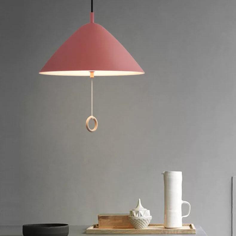 Modern Macarons Tapered Metal 1-Light Pendant Lighting with Pull Ring