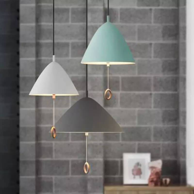 Moderne Macarons Verjüngte Metall 1-Licht Pendelleuchte mit Zugring 