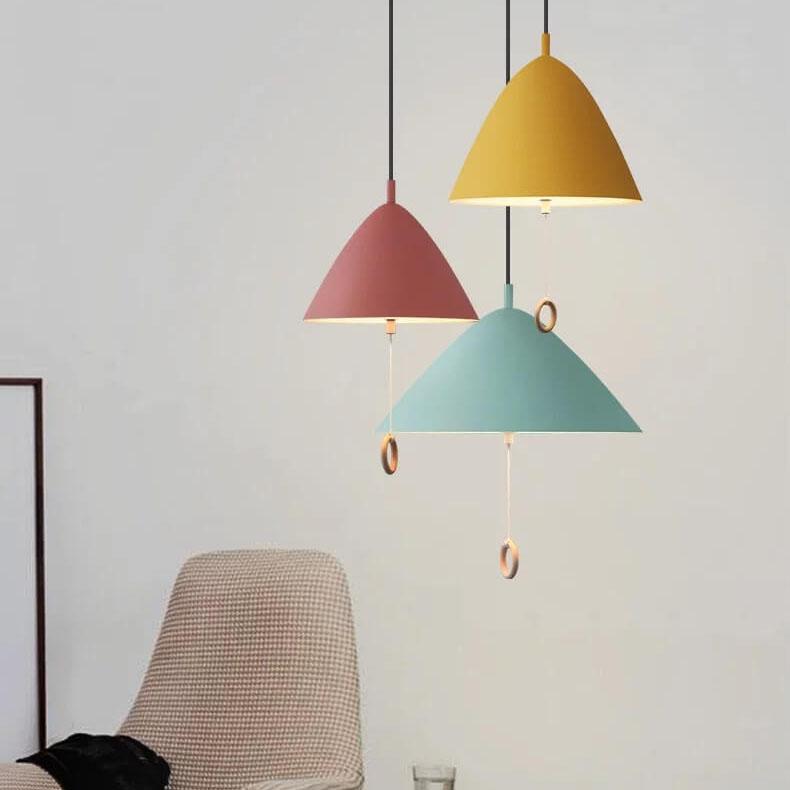 Moderne Macarons Verjüngte Metall 1-Licht Pendelleuchte mit Zugring 