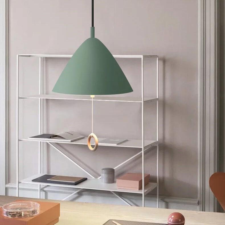 Moderne Macarons Verjüngte Metall 1-Licht Pendelleuchte mit Zugring 