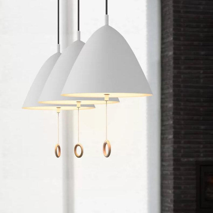 Iluminación colgante de metal cónico de 1 luz Macarons modernos con anillo de tirón 