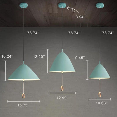 Moderne Macarons Verjüngte Metall 1-Licht Pendelleuchte mit Zugring 