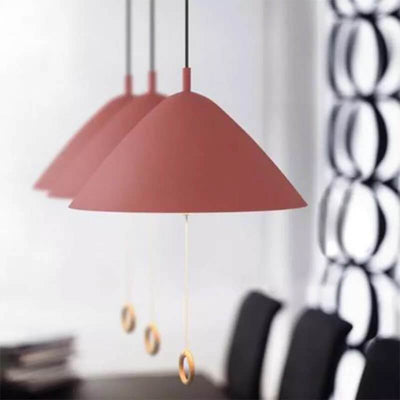 Moderne Macarons Verjüngte Metall 1-Licht Pendelleuchte mit Zugring 