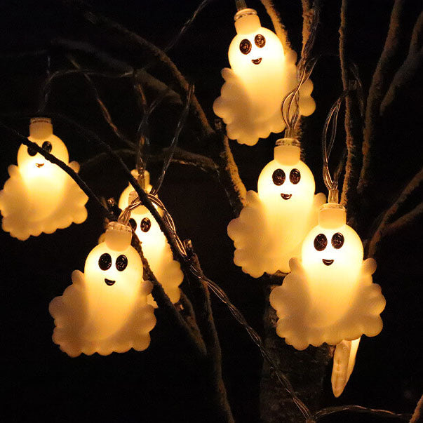 Halloween-Geister-Lichterkette Partydekoration Warmweiße Dekoration LED Bunte Lichterkette 
