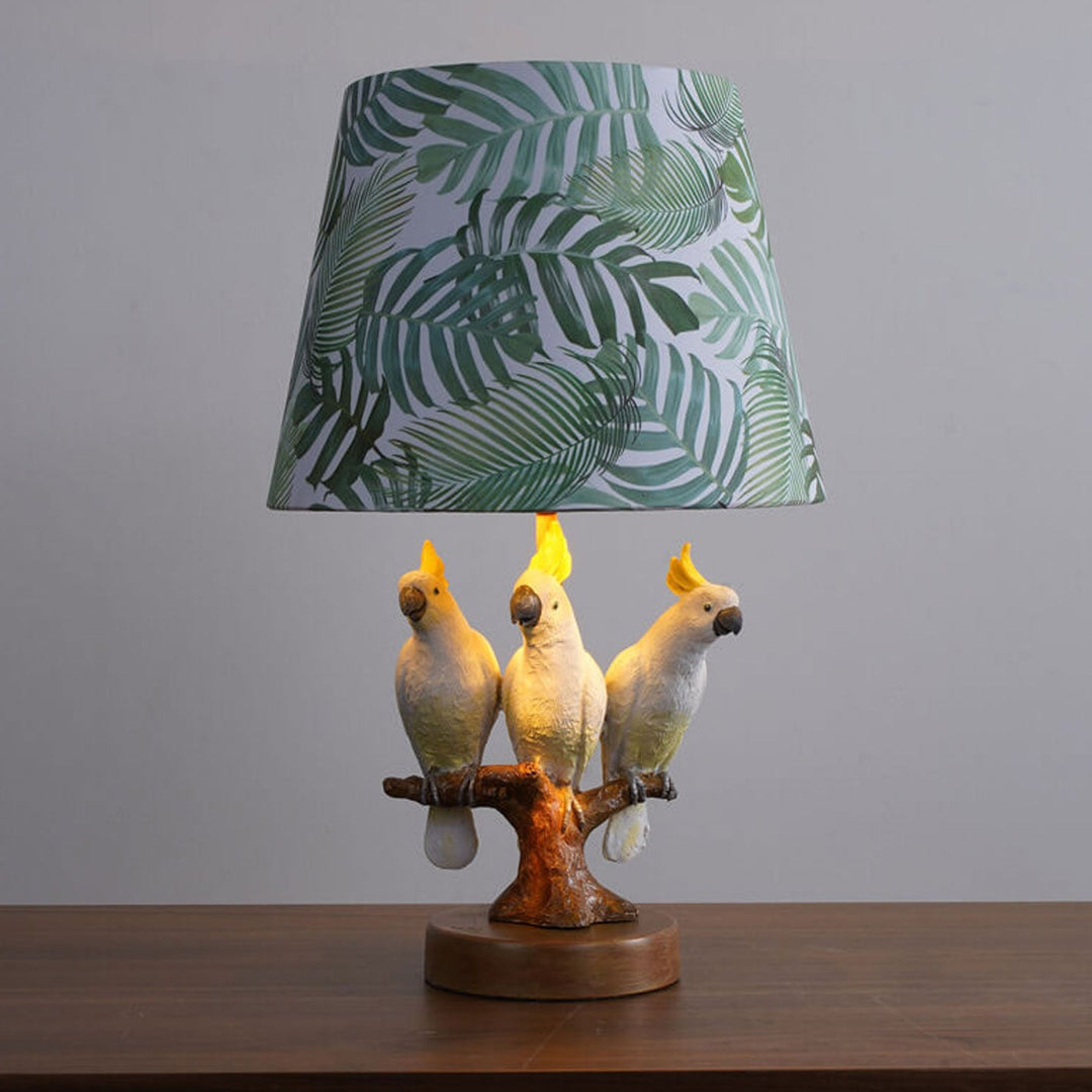 Nordic Leaf Fabric Harz Vogel Design 1-Licht Tischlampe 