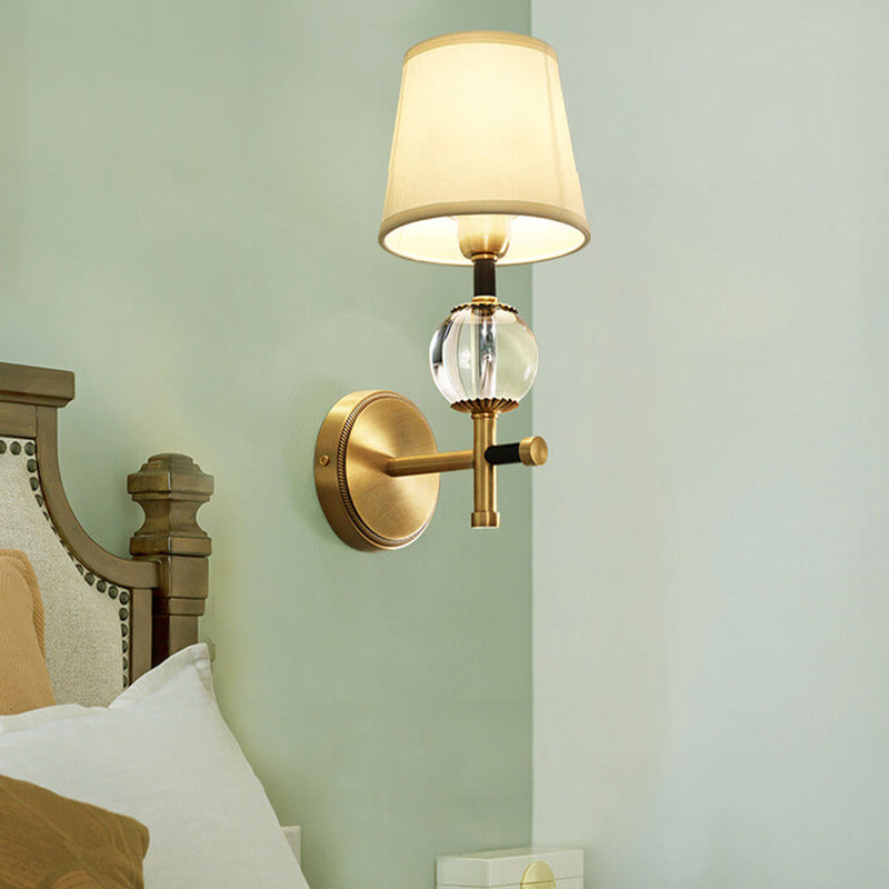 Modern American Brass Fabric 1/2 Light Wall Sconce Lamp