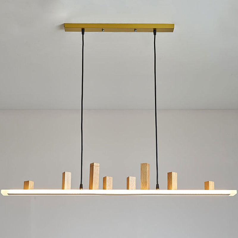 Nordischer minimalistischer Holzblock-Langstreifen-Insellicht-LED-Kronleuchter 