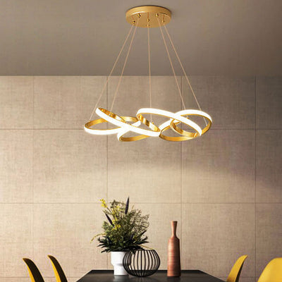 Moderner Luxus Gold Twisted Line Island Light LED Kronleuchter