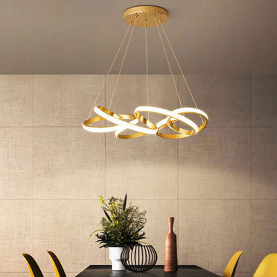 Modern Luxury Gold Twisted Line Island Light LED Chandelier