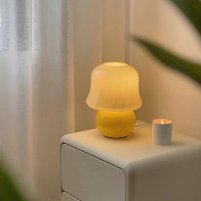 Lampe de Table 1 Lumière Design Champignon Crème Créatif Français 