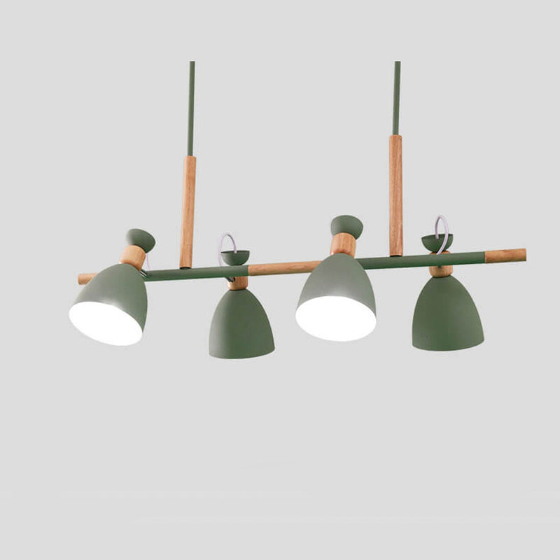 Nordic Macaron Log Bell Shade Island Light 4-Light Chandelier