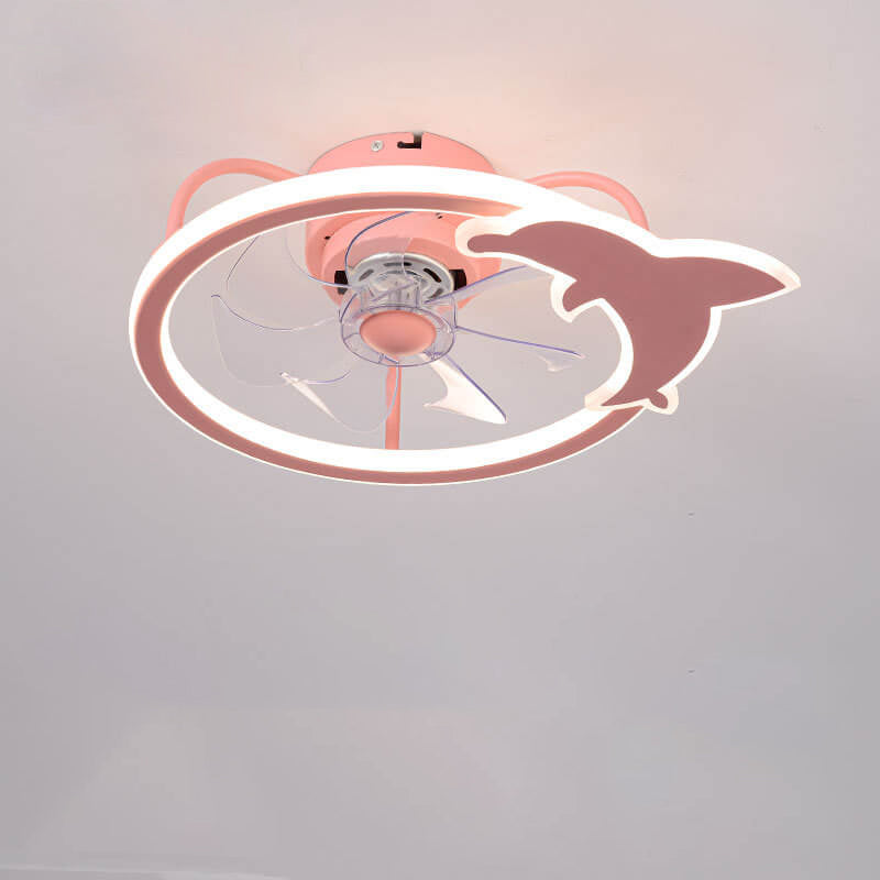Étoile enfantine/Conception de dauphin Ventilateur LED silencieux avec montage affleurant 
