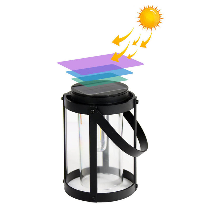Pantalla de lámpara cilíndrica ABS solar impermeable LED portátil y colgante para exteriores 