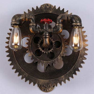 Industrial Creative Gear-shaped Wrought Iron 1/2-Light Wall Sconce Lamp