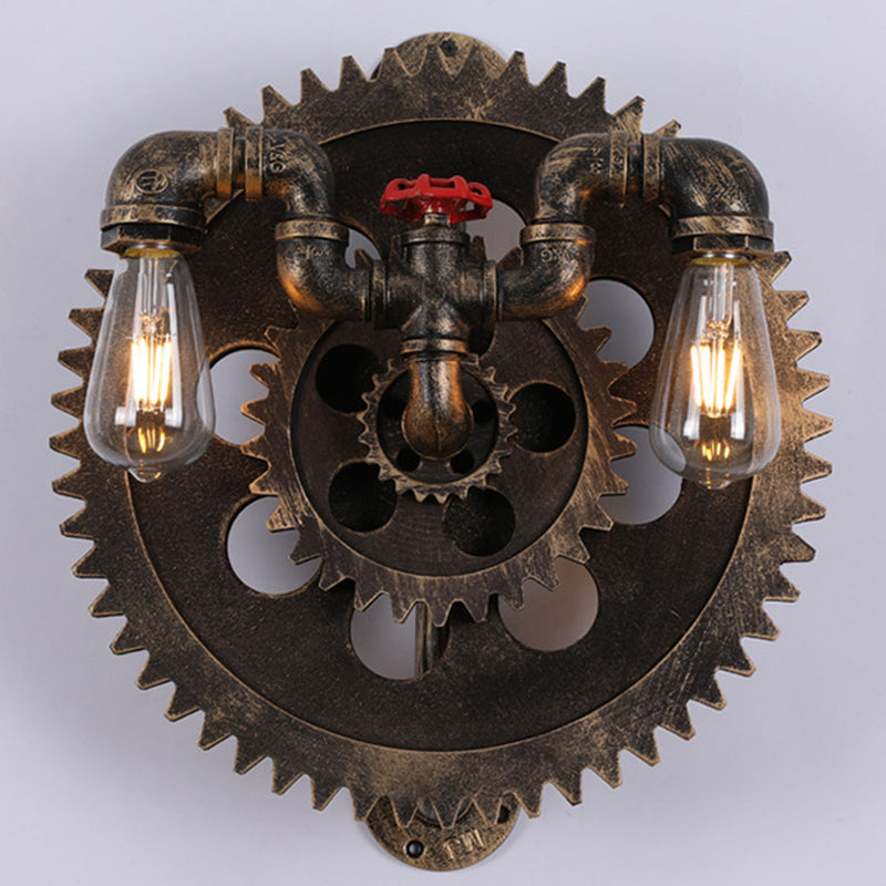 Industrial Creative Gear-shaped Wrought Iron 1/2-Light Wall Sconce Lamp