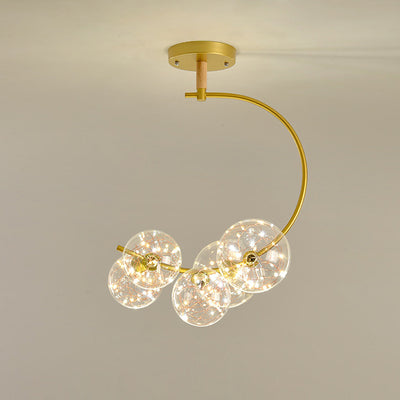 Nordic Creative Glass Ball Curve LED Semi-Flush Mount Ceiling Light