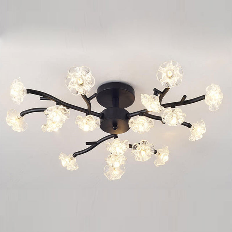 Nordic Creative Plum Blossom Tree Branch LED Semi-Flush Mount Ceiling Light