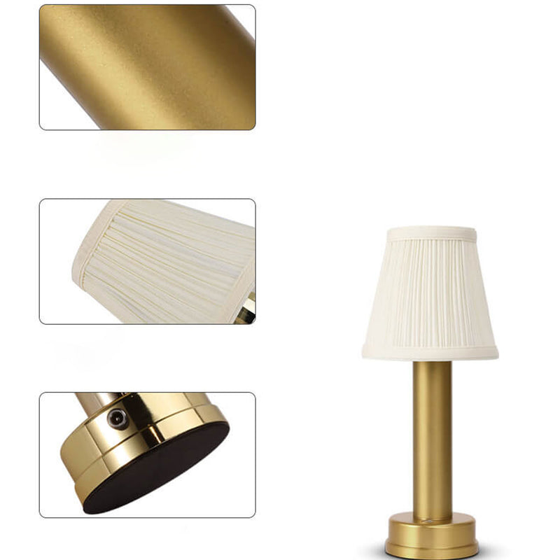 Lampe de table LED sans fil avec abat-jour en tissu de luxe léger et charge USB 