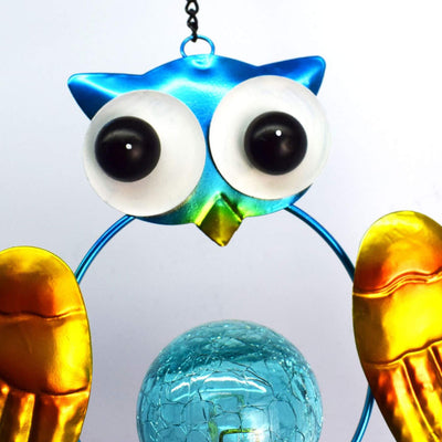 Solar Owl Wind Chime Light Iron LED Garden Decorative Light