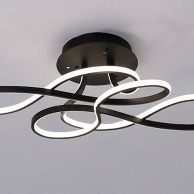 Modern Minimalist Aluminum Acrylic Line LED Flush Mount Ceiling Light