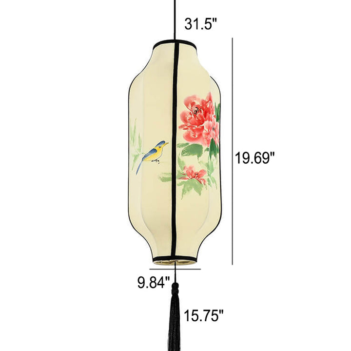 Lanterne ovale antique orientale faite à la main en tissu 1 lumière suspendue 