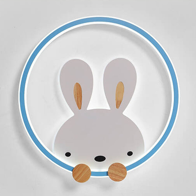 Childlike Modern Simple Cartoon Rabbit Design LED Flush Mount Light