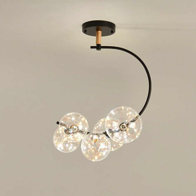 Nordic Creative Glass Ball Curve LED Semi-Flush Mount Ceiling Light