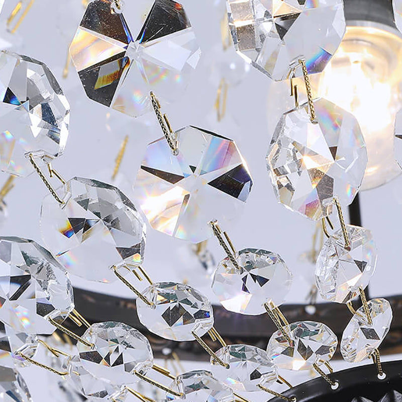 Industrial Iron Crystal Pendant Decorative 1-Light Pendant Light