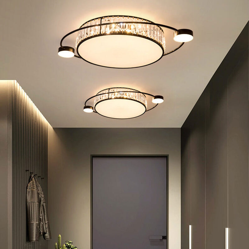 Nordic Luxury Crystal Round Ring Satellite LED Flush Mount Ceiling Light