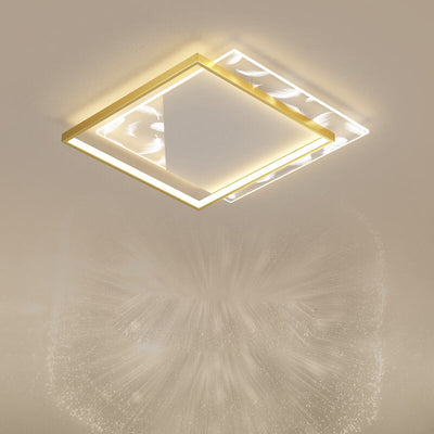 Modern Acrylic Light Luxury Square Feather Design LED Flush Mount Light