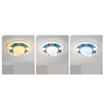 Cute Space Planet Macaron Color Children's LED Flush Mount Ceiling Light