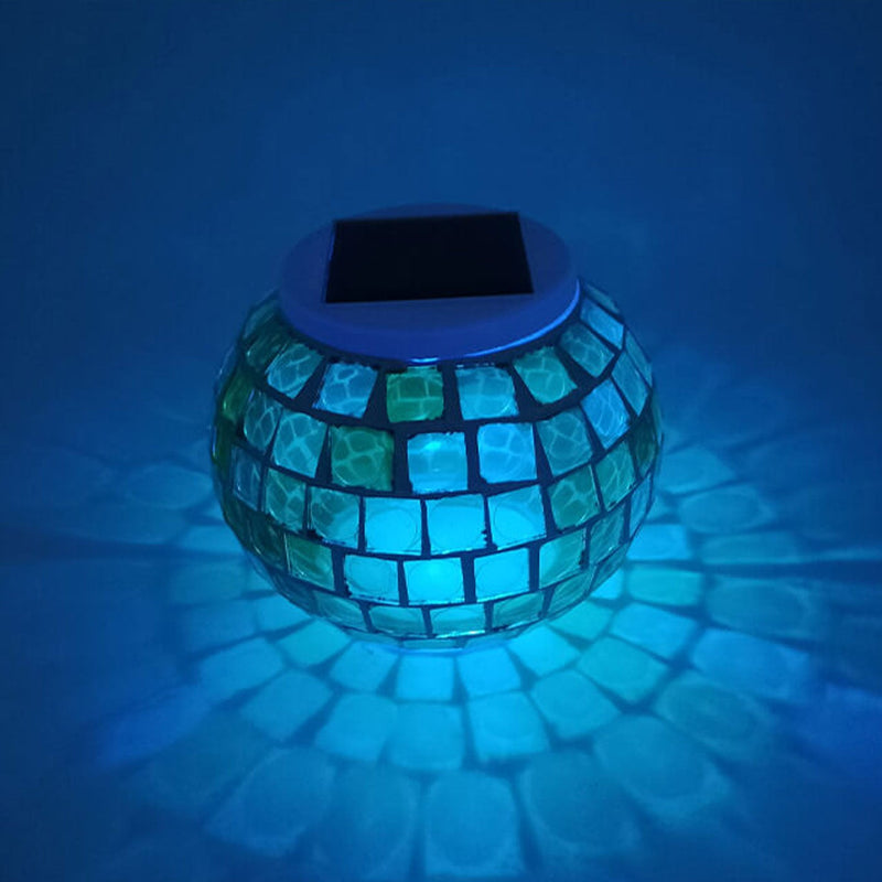 Solar Garden Green Grid Glass Jar LED Decorative Path Light