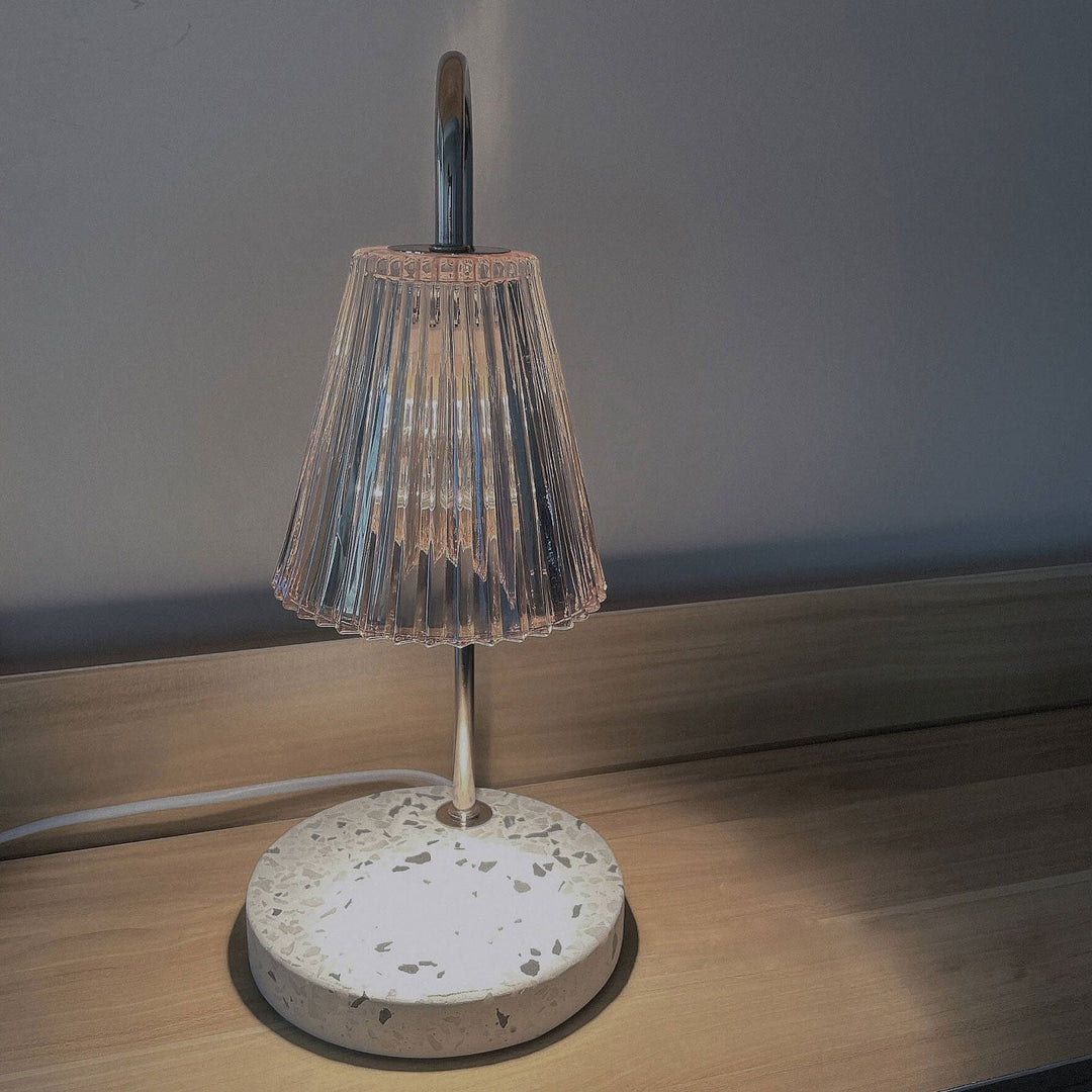 Contemporary Scandinavian Glass Terrazzo Base 1-Light Melting Wax Table Lamp For Bedroom
