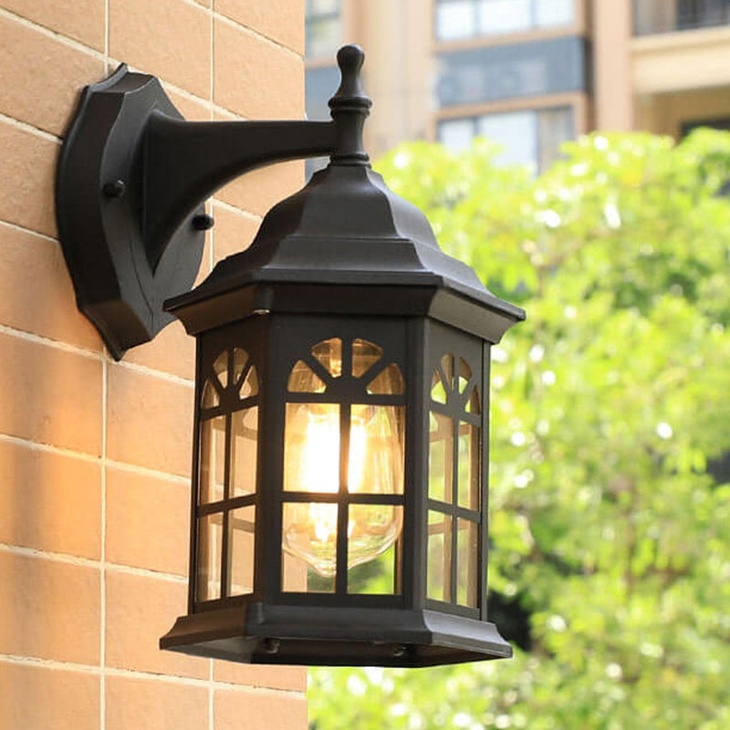 European Waterproof Retro Pavilion Design 1-Light Outdoor Wall Sconce Lamp