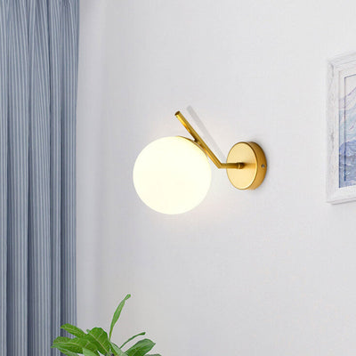 Nordic Minimalist Glass Ball Curve Lamp Arm 1-Light Wall Sconce