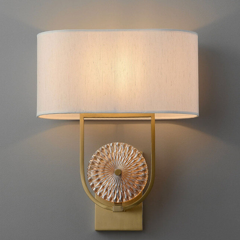 Modern Copper Chinese Simple Fabric Lamp Shade 1-Light Wall Sconce Lamp