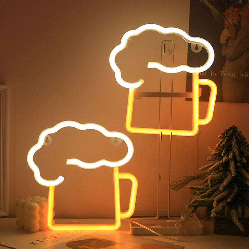 Creative Neon Beer Mug LED Battery/USB Decorative Light