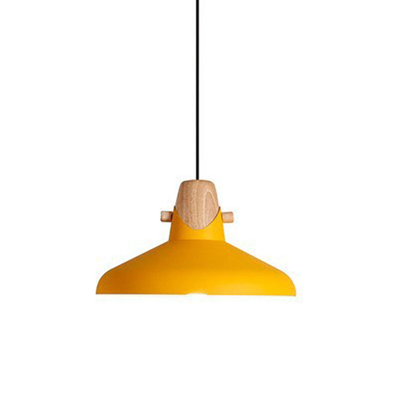 Nordische minimalistische Macaron einfarbige 1-flammige Pendelleuchte aus Eisenholz 