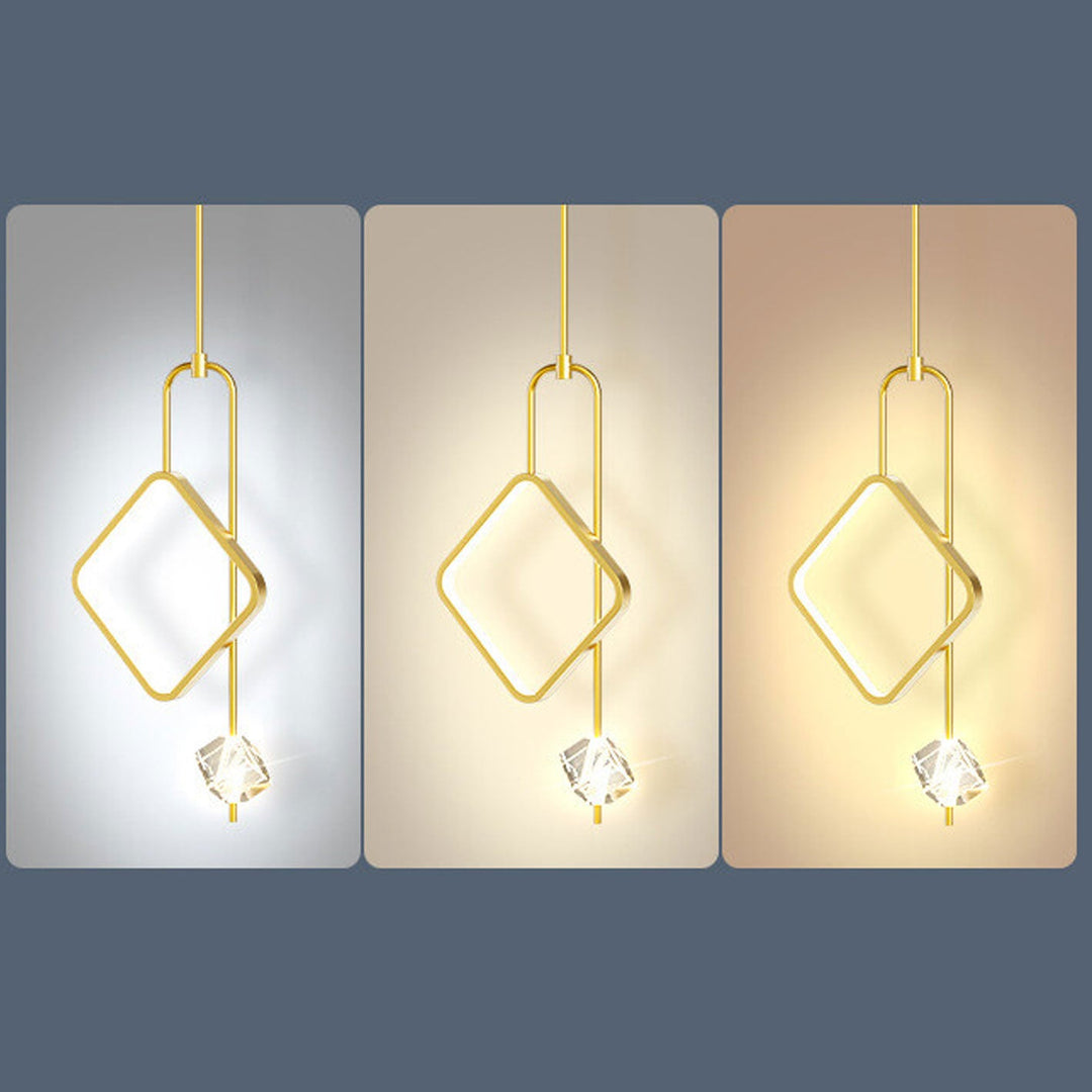 Modern Light Luxury Golden Diamond Geometric Crystal LED Pendant Light