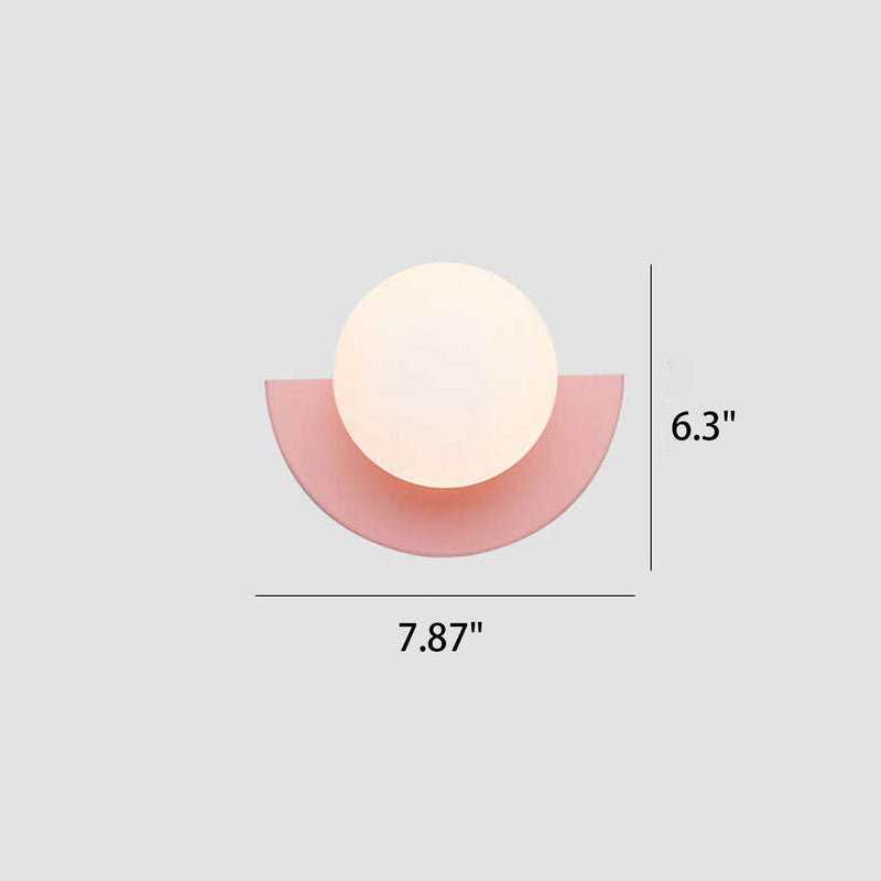 Conception moderne minimaliste en verre sphérique coloré demi-cercle appliqué murale 1 lumière 
