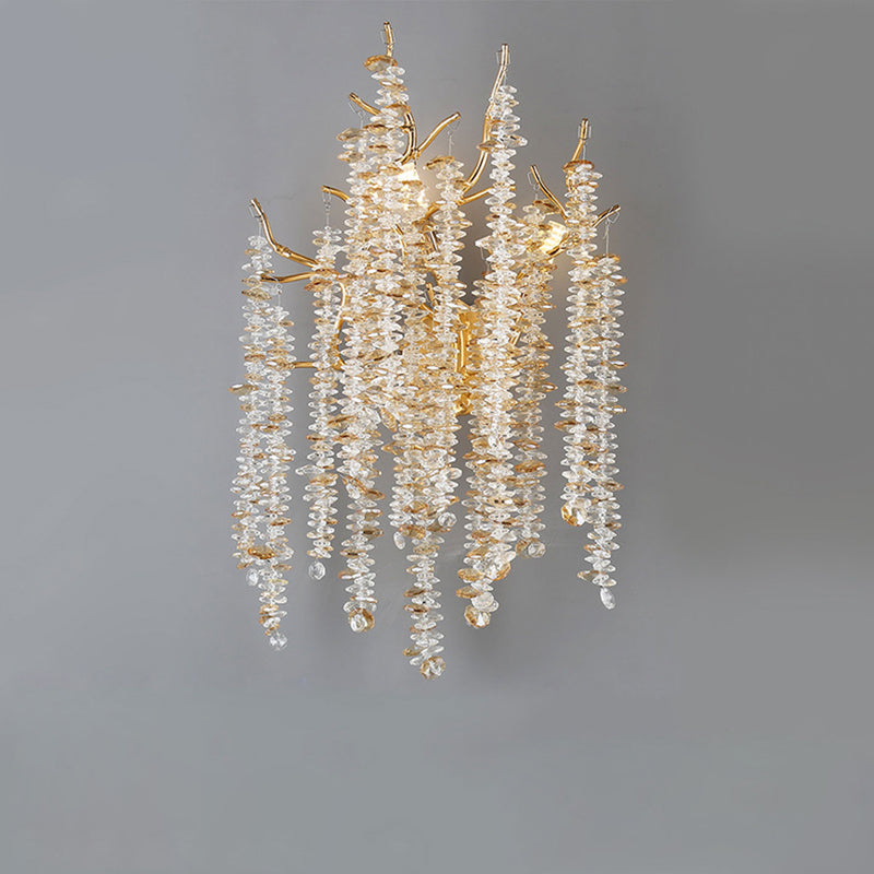 Modern Light Luxury Tree Branch Crystal 3-Light Wall Sconce Lamp