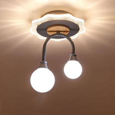 Nordic Creative U-shaped Ball Acrylic Iron LED Semi-Flush Mount Ceiling Light