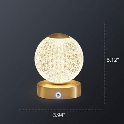 Lampe de Table LED Ronde en Laiton Acrylique Moderne de Luxe 