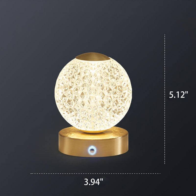 Lampe de Table LED Ronde en Laiton Acrylique Moderne de Luxe 