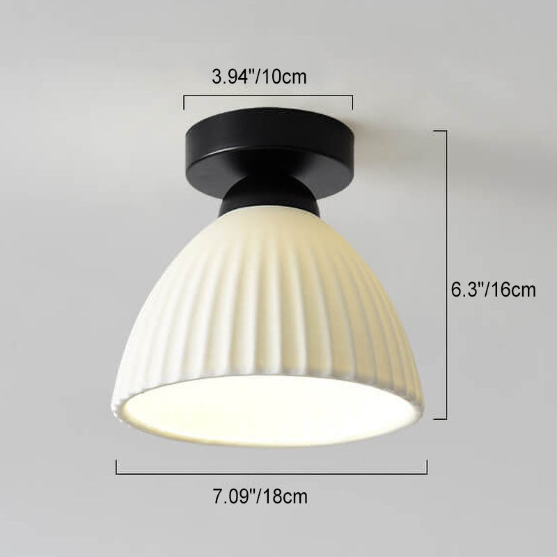 Nordic Minimal Textured Ceramic Cone Round 1-Light Semi-Flush Mount Ceiling Light