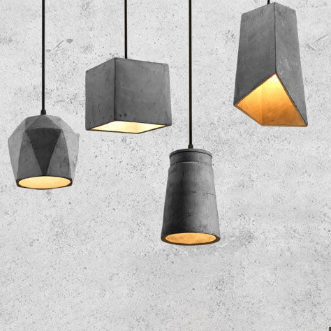 Simplicidad Industrial Lámpara Colgante Geométrica de Cemento de 1 Luz 