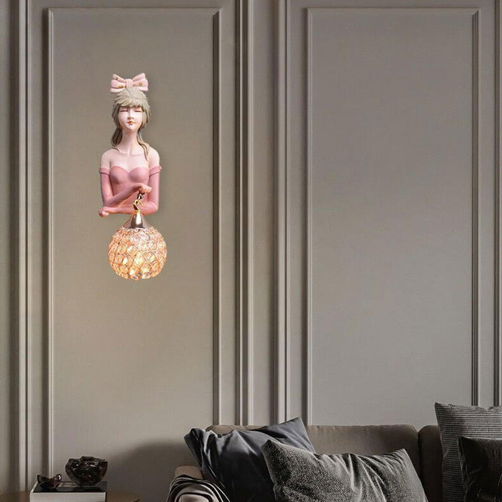 Applique murale à 1 lumière pour enfants en verre et résine peinte Creative Girl 