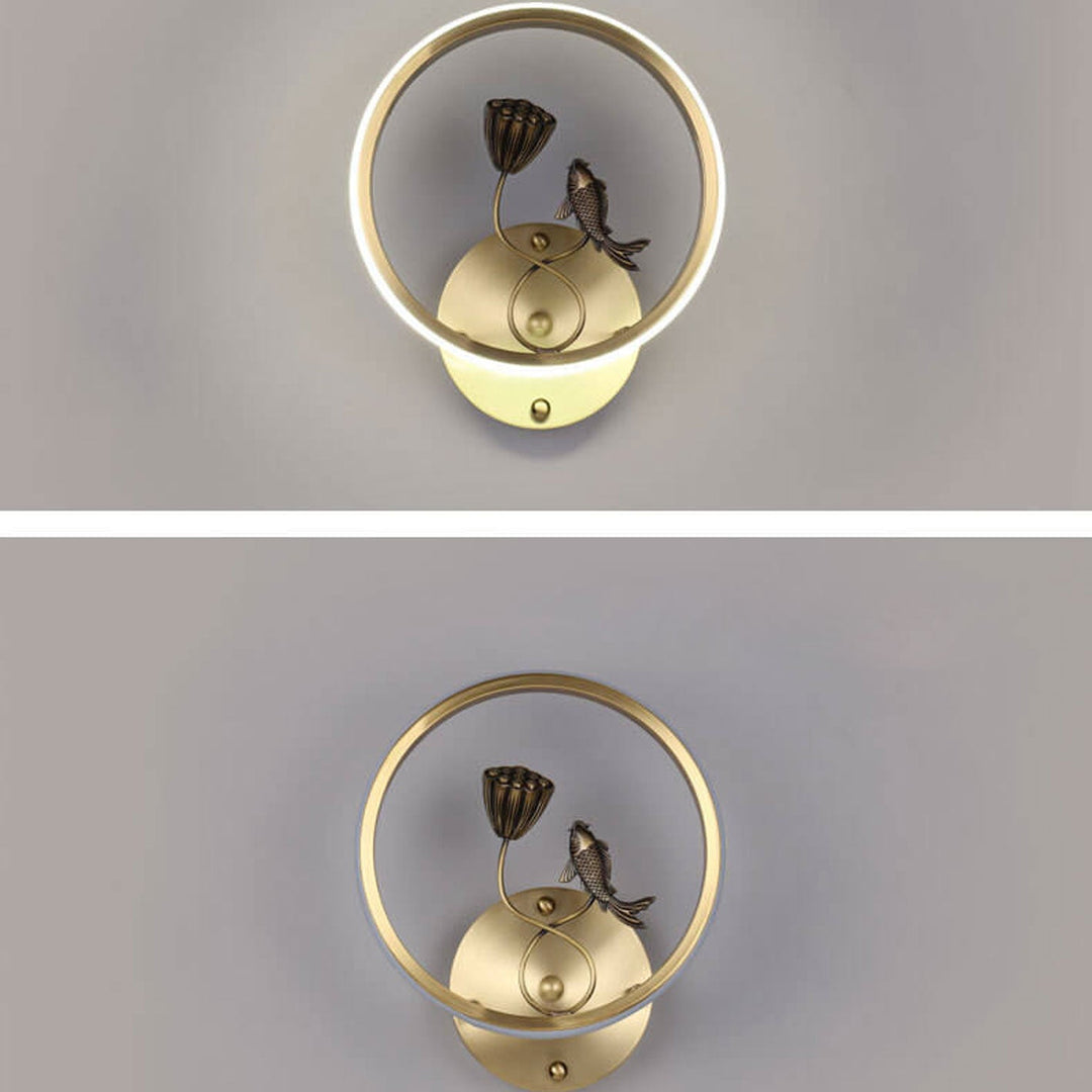 Applique murale LED de style chinois moderne avec design créatif de paysage de bassin de lotus 