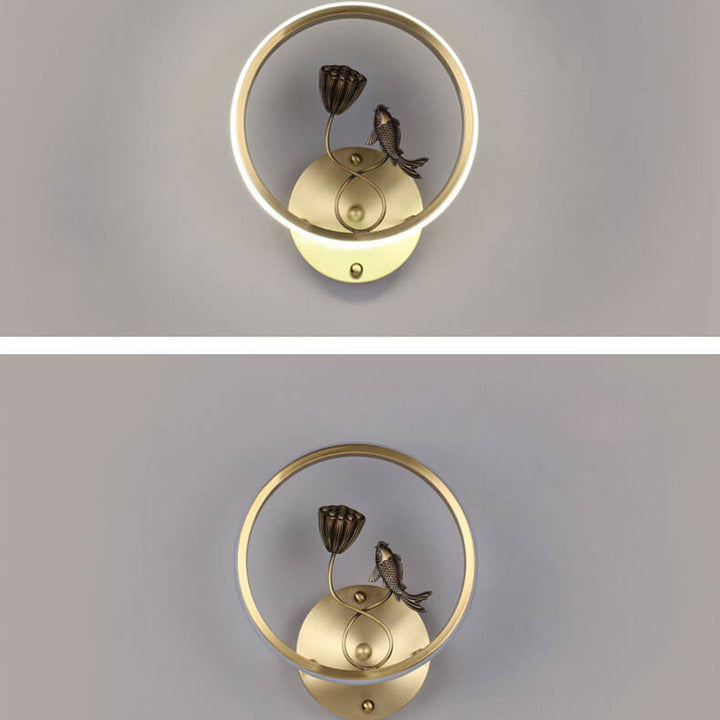 Applique murale LED de style chinois moderne avec design créatif de paysage de bassin de lotus 